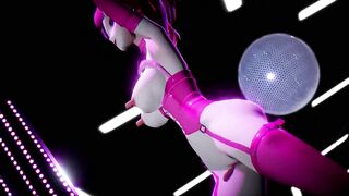 Hentai Girl with Big, Erect Clit and Nipples Dancing to Pink Cat on Stage