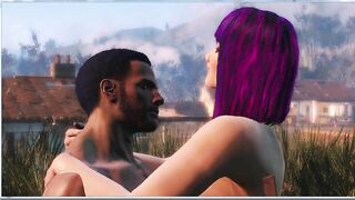 Silicone Breasts and Blue Hair. Girl in Sex is just Fire | Fallout 4
