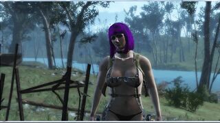 Silicone Breasts and Blue Hair. Girl in Sex is just Fire | Fallout 4