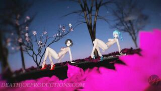 SFW MMD 4k UHD Blue & Red Bikini - Miku & Mitsu in Chocolate Cream - 1075
