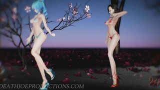 SFW MMD 4k UHD Blue & Red Bikini - Miku & Mitsu in Chocolate Cream - 1075