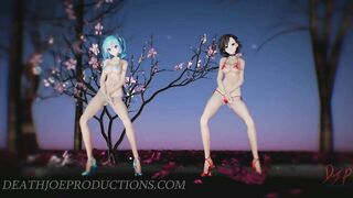 SFW MMD 4k UHD Blue & Red Bikini - Miku & Mitsu in Chocolate Cream - 1075