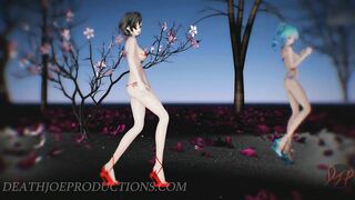SFW MMD 4k UHD Blue & Red Bikini - Miku & Mitsu in Chocolate Cream - 1075