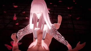 MMD 3d HENTAI デカネちゃんで『赤の顔、白の貌』