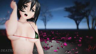 SFW MMD 4k UHD Forest Green Bikini Mikasa Ackerman - Baam - 1074