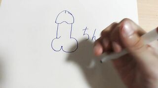 Draw an Illustration of a Dick. then Write a Word that Means Dick in Japanese.