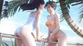 D.Va and Tracer on Vacation Overwatch (Animation W/Sound)