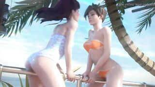 D.Va and Tracer on Vacation Overwatch (Animation W/Sound)
