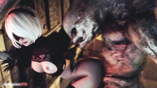 3D Anime - What if 2B lost to an Alien [Uncensored]
