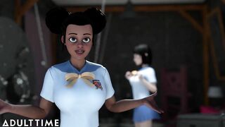 Busty Hentai Babes Fuck While Everyone Is On Gone