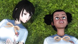 Busty Hentai Babes Fuck While Everyone Is On Gone