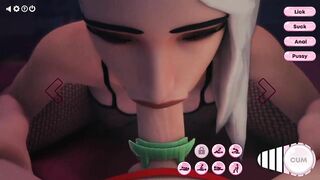 Halloween Futa - Vampire Ashe sucks Mercy's Dick