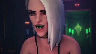 Halloween Futa - Vampire Ashe sucks Mercy's Dick
