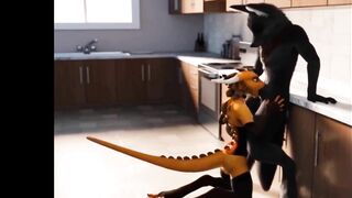 Furry Wolf Kitchen Blowjob Animation