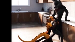 Furry Wolf Kitchen Blowjob Animation