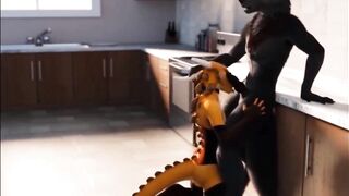 Furry Wolf Kitchen Blowjob Animation