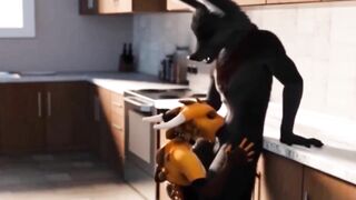Furry Wolf Kitchen Blowjob Animation