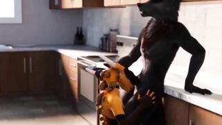 Furry Wolf Kitchen Blowjob Animation