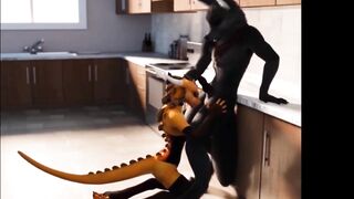 Furry Wolf Kitchen Blowjob Animation
