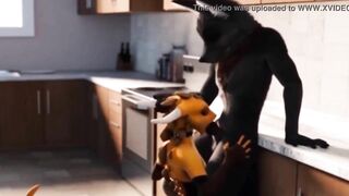Furry Wolf Kitchen Blowjob Animation