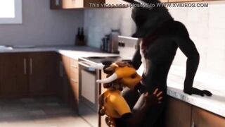 Furry Wolf Kitchen Blowjob Animation