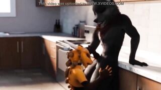 Furry Wolf Kitchen Blowjob Animation