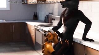 Furry Wolf Kitchen Blowjob Animation