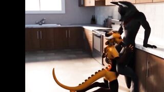 Furry Wolf Kitchen Blowjob Animation