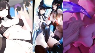 Atago (Azur Lane) and Ahri (LoL) Cum Tribute, sop