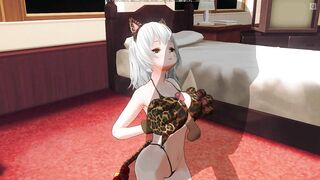 3D HENTAI Neko girl titjob your cock