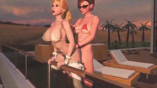Horny Redhead Shemale fucks Blonde Tranny - Anal Sex, 3D Futanari Cartoon Porno On the Sunset