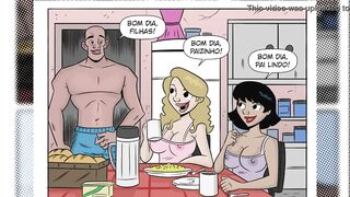 Hot sisters seduce dad to be able to go to the dance in the favela - HQ Porn Putarias na Favela - Home Camera