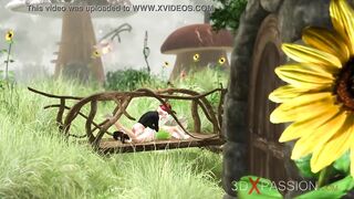 Crazy gnome plays with a hot sexy fairy