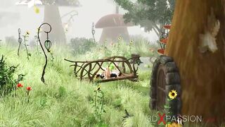 Crazy gnome plays with a hot sexy fairy