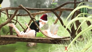 Crazy gnome plays with a hot sexy fairy