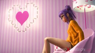 Japanese amateur nerdy teen college girl in glasses getting fucked in the candy room