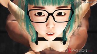 Shy japanese college girl in glasses gets fucked in the prison