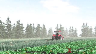 A Hot girl  with cow horns, nose and ears In Cowshed gets fucked hard by farmer
