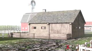 A Hot girl  with cow horns, nose and ears In Cowshed gets fucked hard by farmer