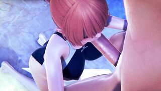 YO SCHOOLGIRL 18 OLD, SUCKS COCK WELL IN THE SAUNA | 3D Hentai