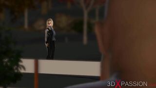 A sexy blonde gets fucked hard by a fire demon in a dungeon