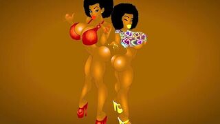 Black strippers The Onion Twinz bounce their big bubble ass.