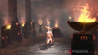 Super hot dickgirl plays with a sexy princess in the medieval castle