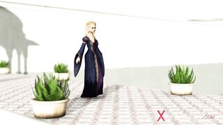 Super hot dickgirl plays with a sexy princess in the medieval castle