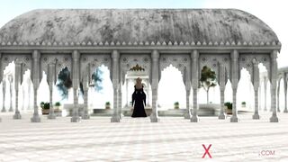 Super hot dickgirl plays with a sexy princess in the medieval castle