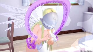 Angewomon Blows and Swallows A Massive Load. Digimon Hentai
