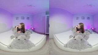 Why is her pussy so pink? Ginger teen riding strapon VR 180