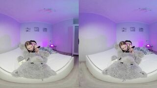 Why is her pussy so pink? Ginger teen riding strapon VR 180