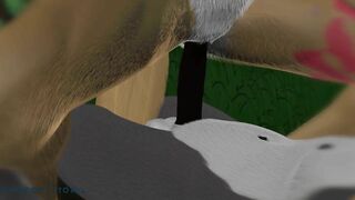3d hentai cartoon bdsm, femdom cowgirl, threesome in furry forest
