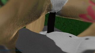 3d hentai cartoon bdsm, femdom cowgirl, threesome in furry forest